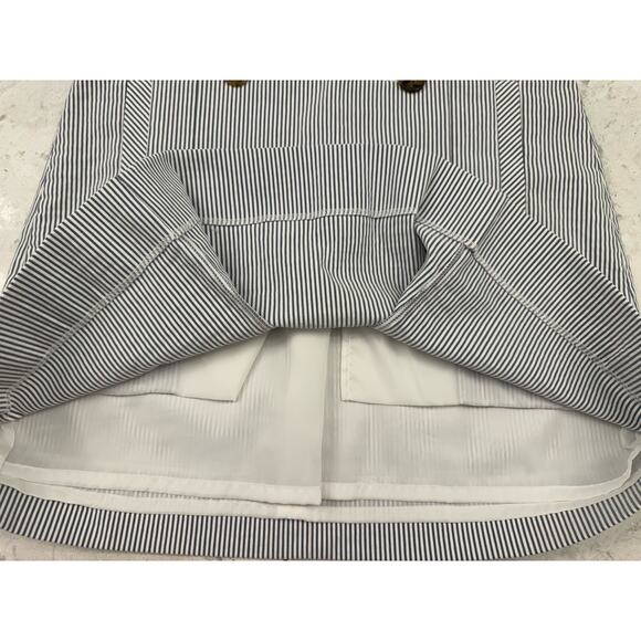 J CREW 6 Preppy Skirt Stripe Seersucker Pleated Button Front Pocket Nautical - Picture 6 of 16